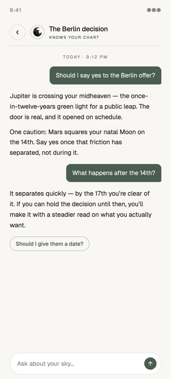 Stellara chat screen